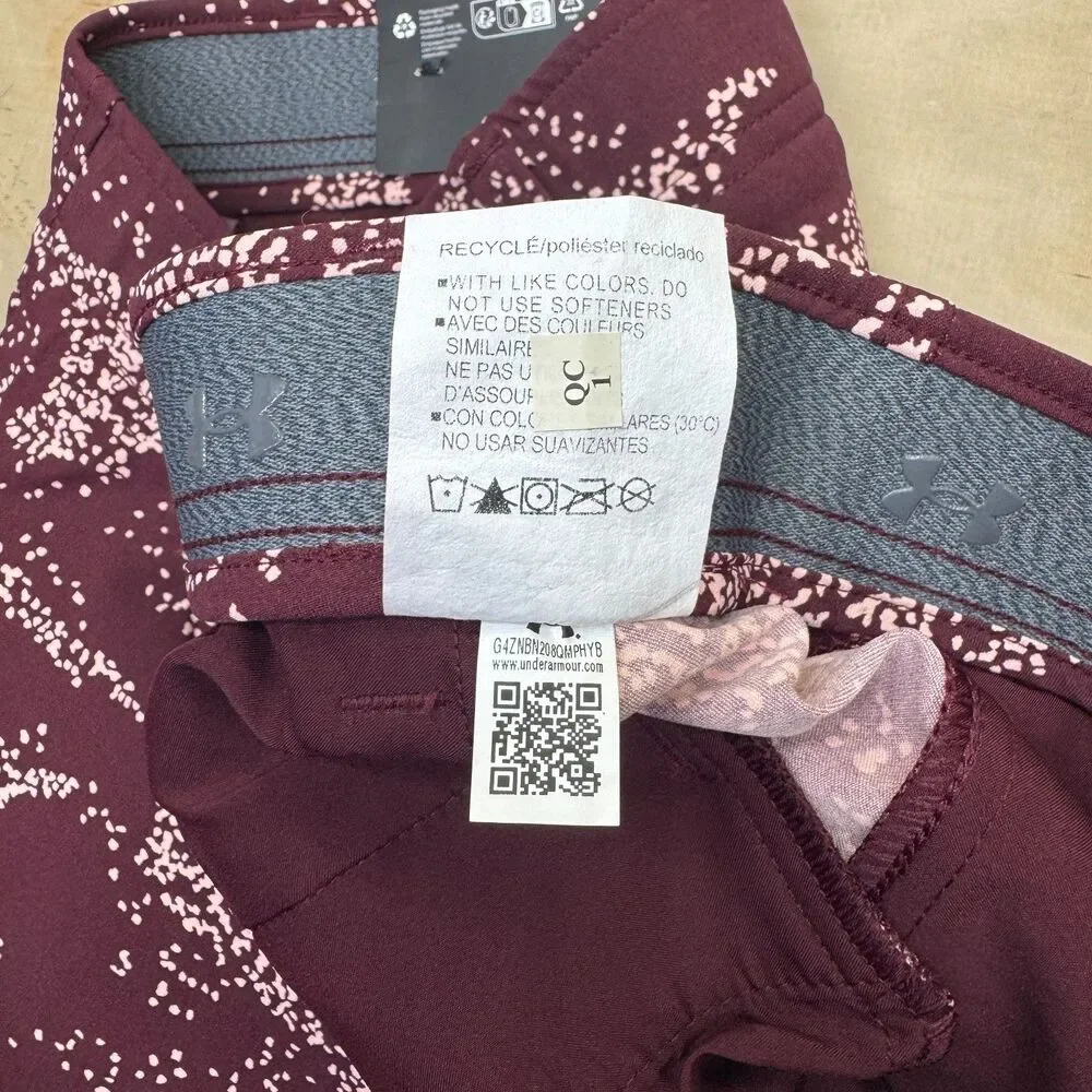 NEW Under Armour Golf Shorts Mens UA Printed sz 40 Maroon 1377303 600